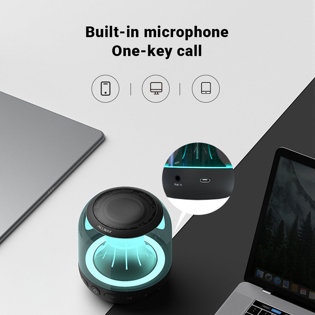 Allway PBT001 Portable Bluetooth Speaker with Changing Lights